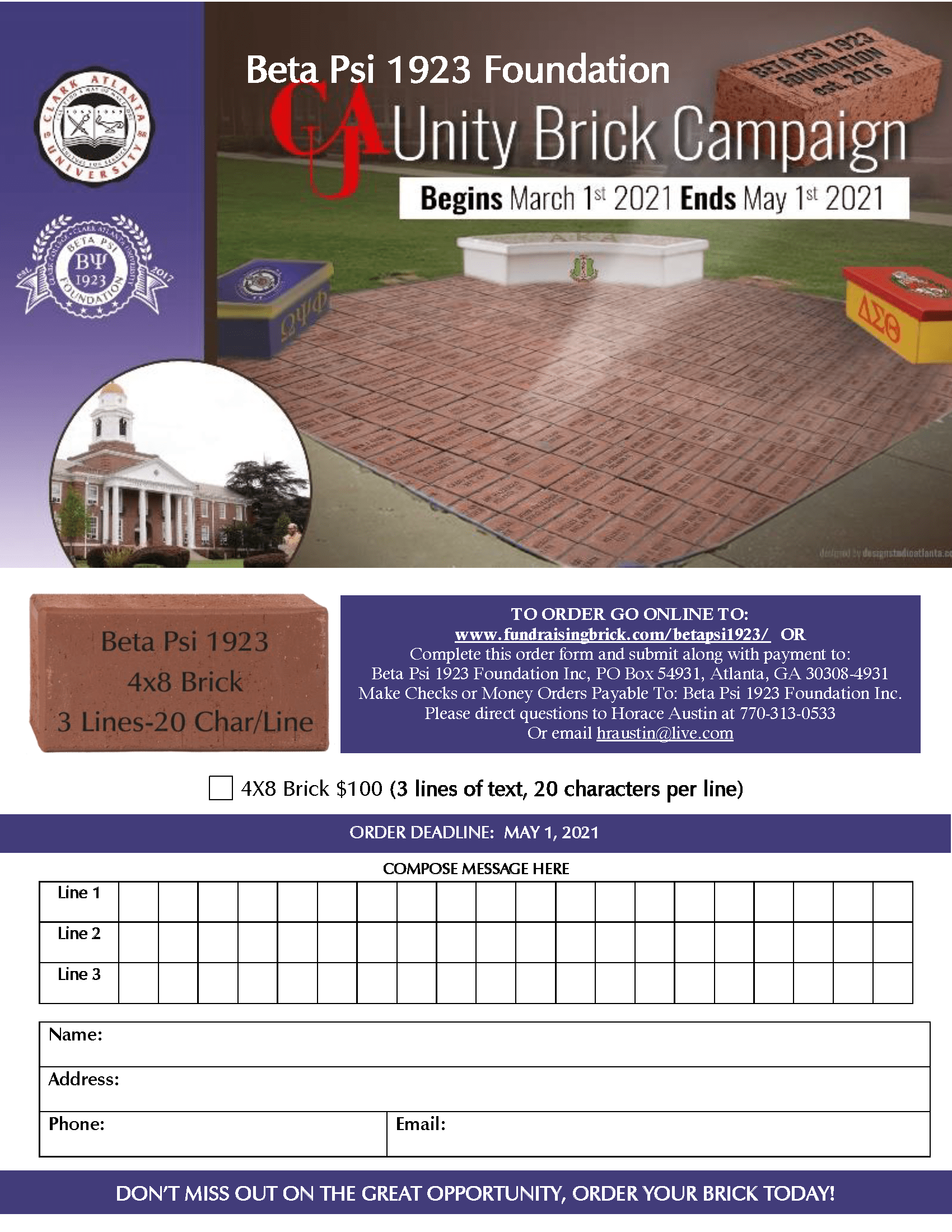 brick fundraising flyer