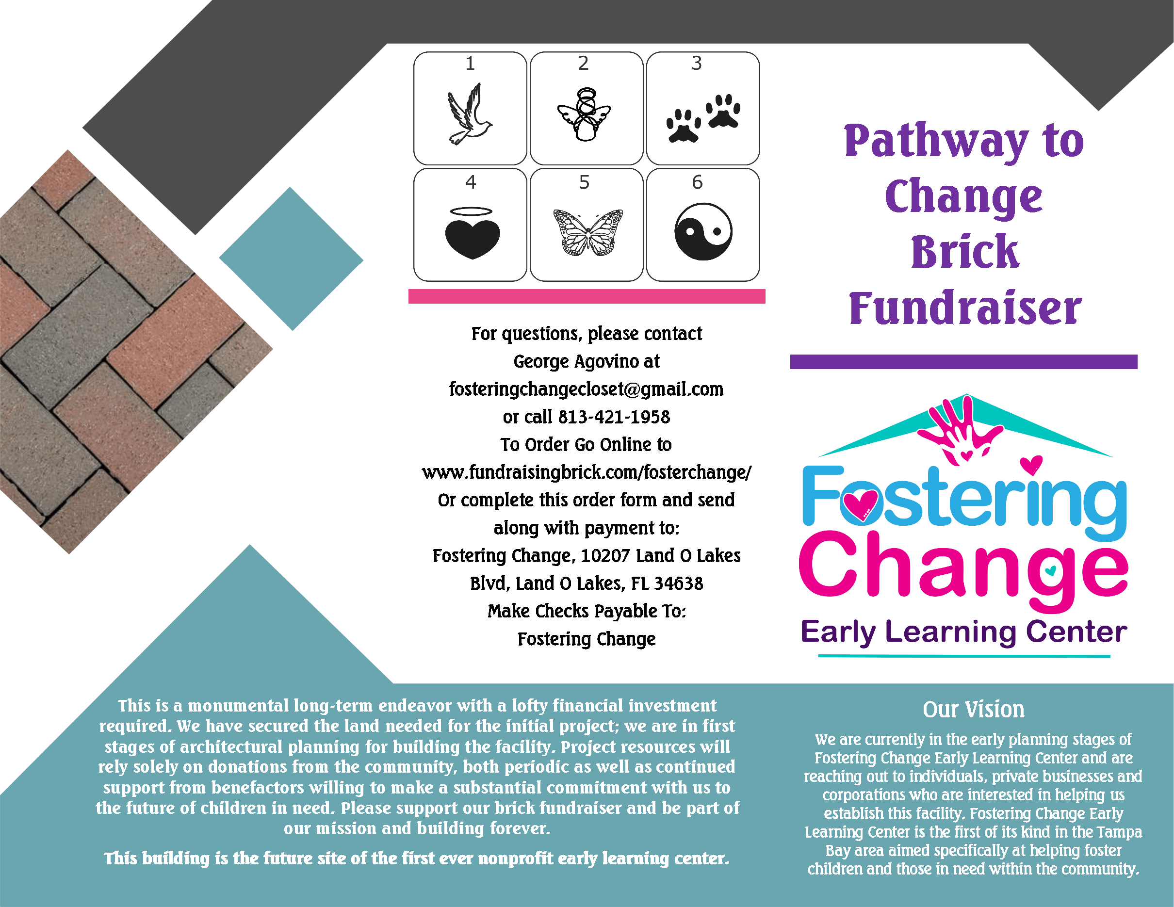 engraved brick fundraiser tri fold brochure